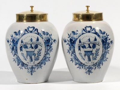 Aronson Antiquairs Americana Delft Jars Antique Delft Pottery