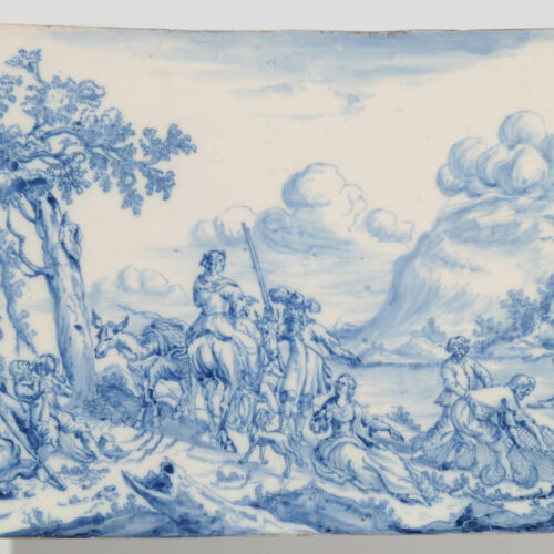Antique Dutch Delftware Of Blue And White Plaque