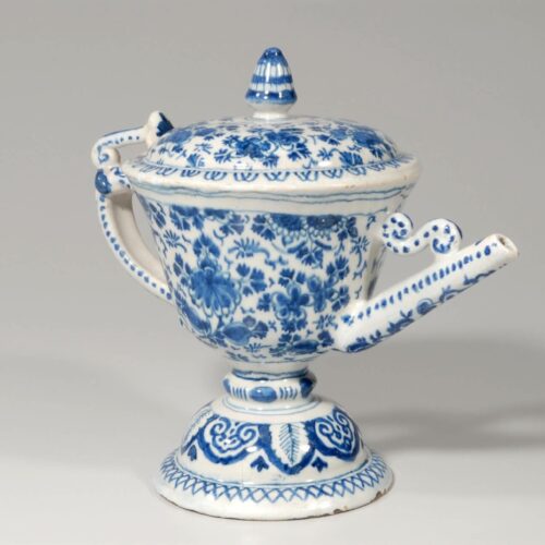 Delft Pottery Blue And White Wine Pot At Aronson Antiquairs