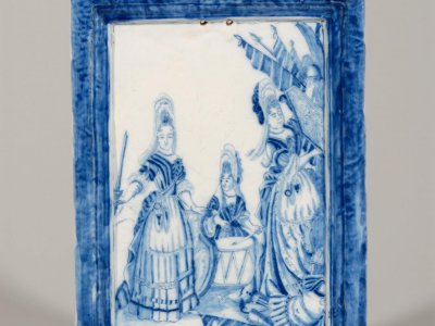 Antique Dutch Pottery Blue And White Plaque