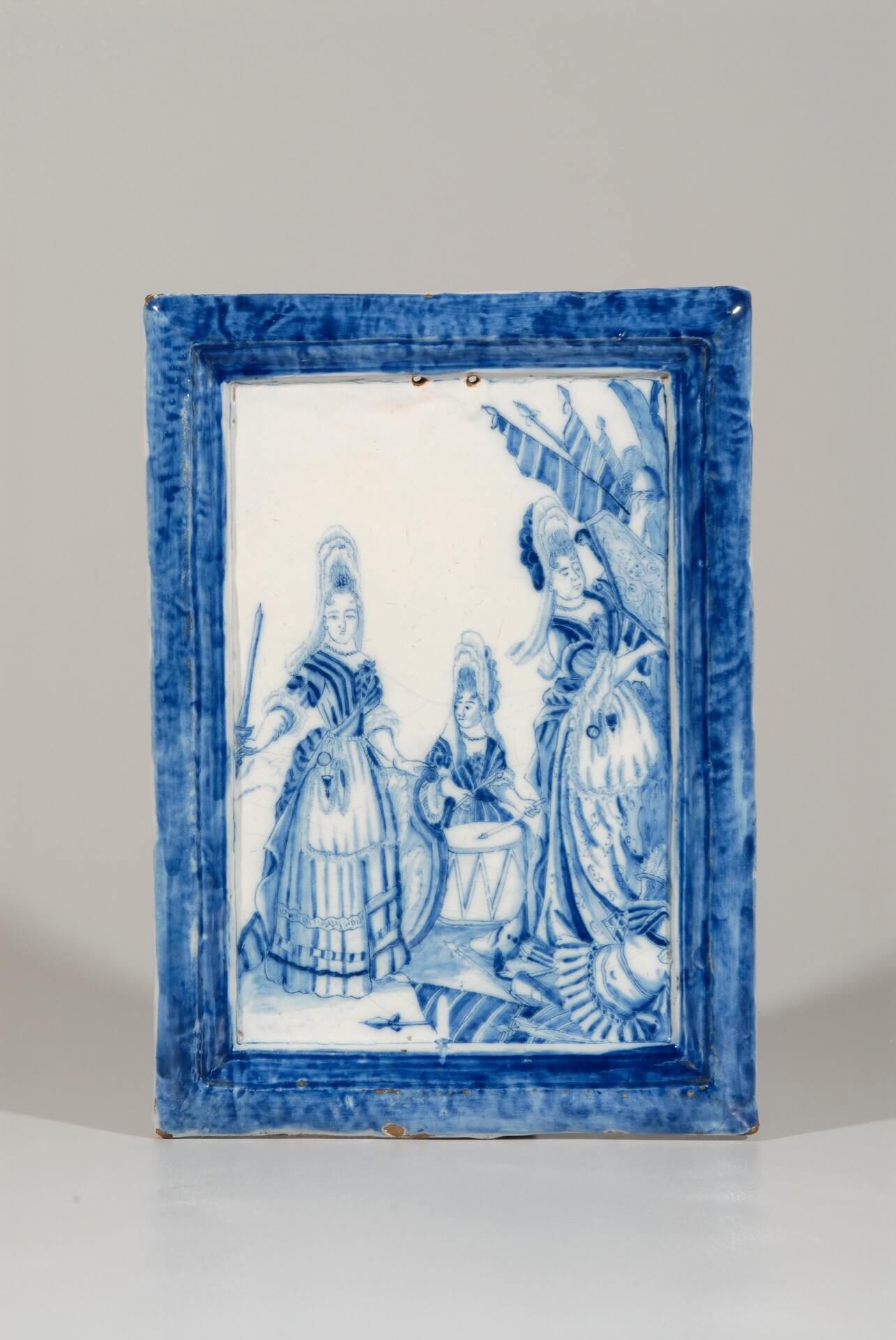 Antique Dutch Pottery blue and white plaque