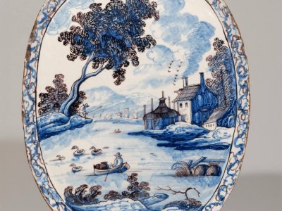 Delft Pottery Polychrome Oval Plaque