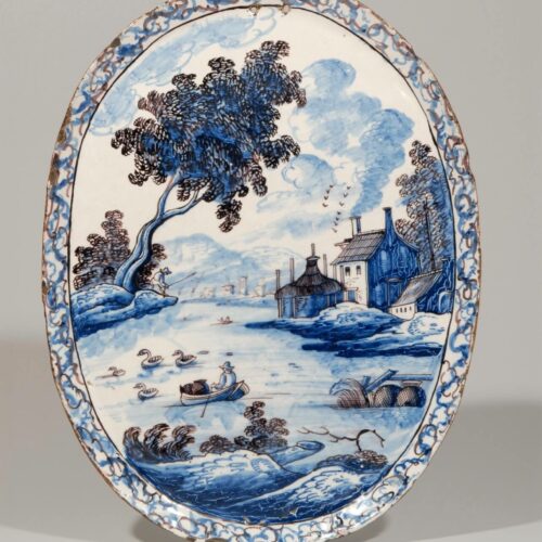 Delft Pottery Polychrome Oval Plaque