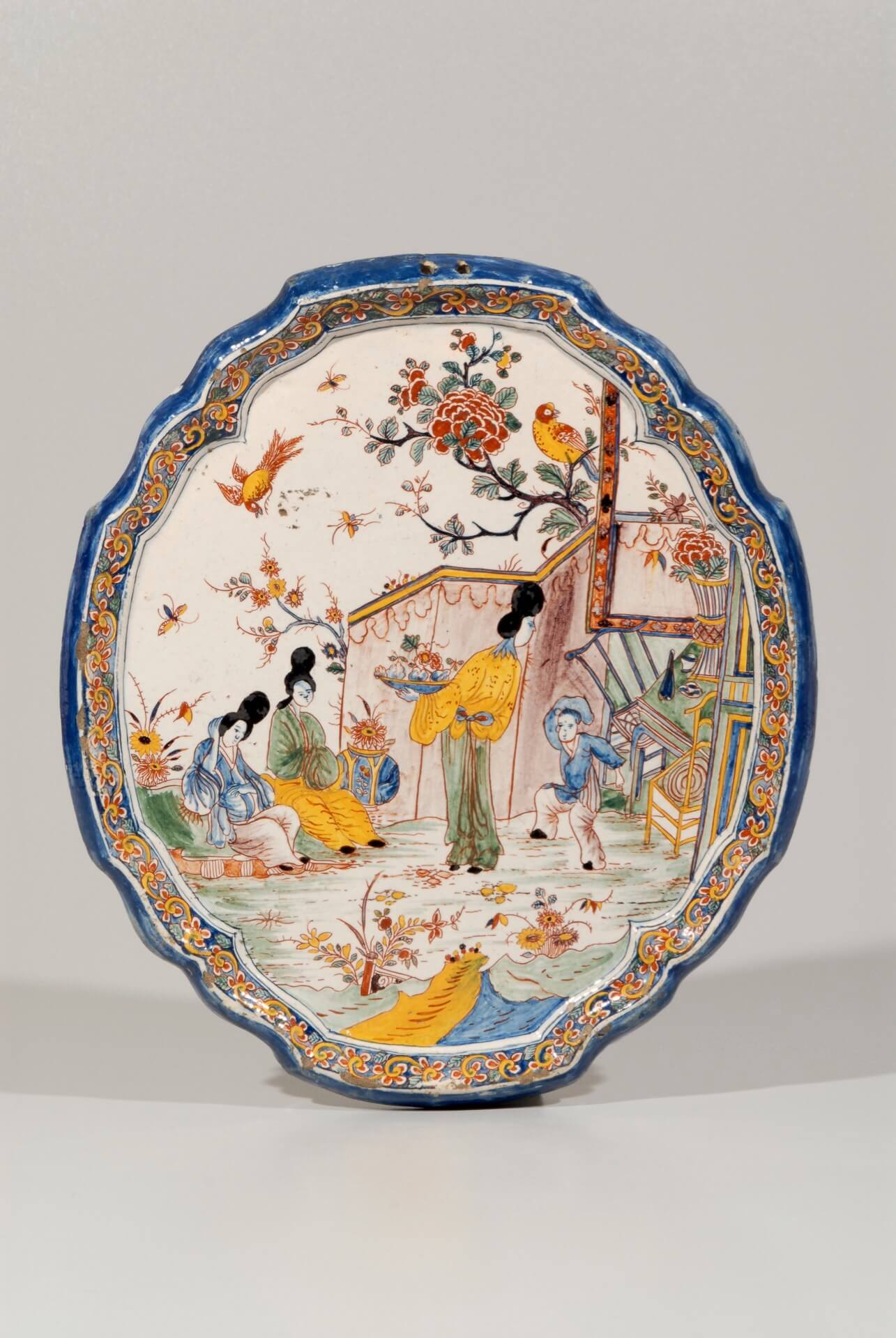Antique polychrome plate delft pottery