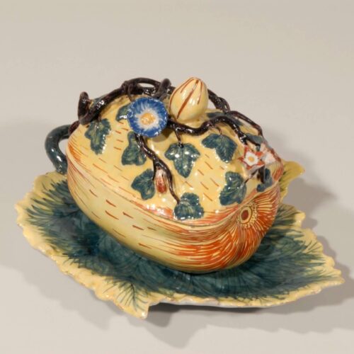 Antique Delft Pottery Tureen Of Pumpkin