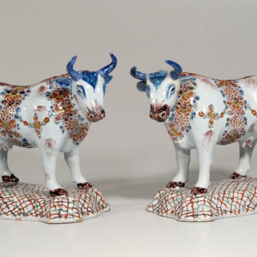 Aronson Antiquairs Antique Polychrome Cows