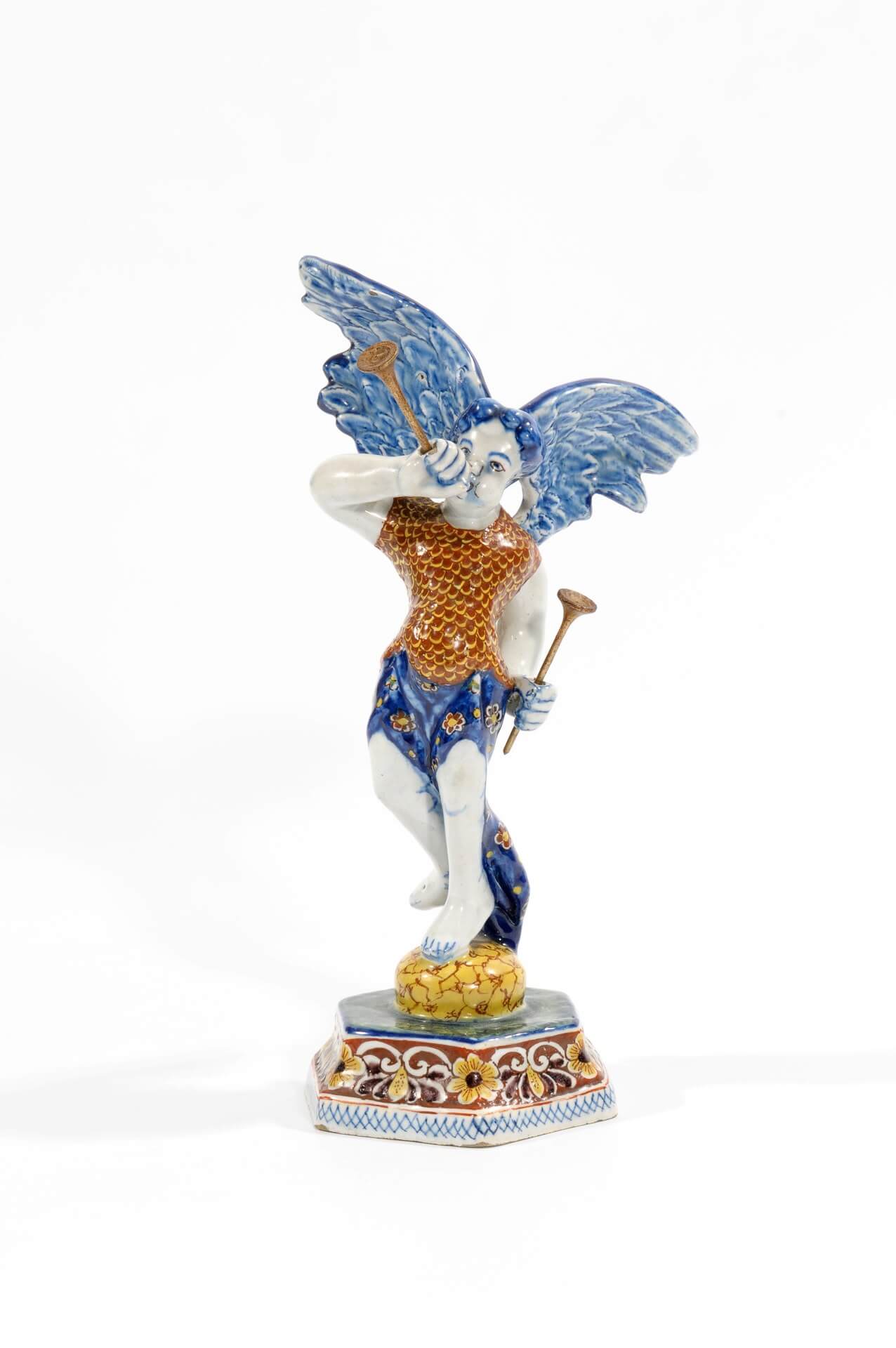 Delft pottery of polychrome allegorical figure of fame