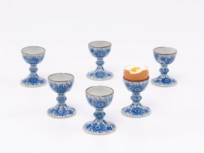 Antique Delft Blue Dragon Pattern Egg Cups
