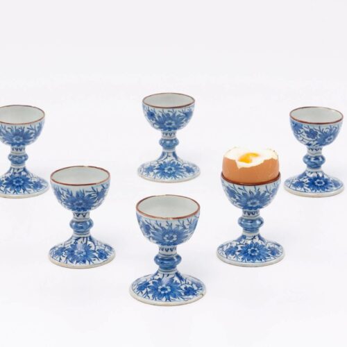 Antique Delft Blue Dragon Pattern Egg Cups