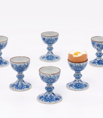 D1216. Set Of Six Blue And White Dragon Pattern Egg Cups