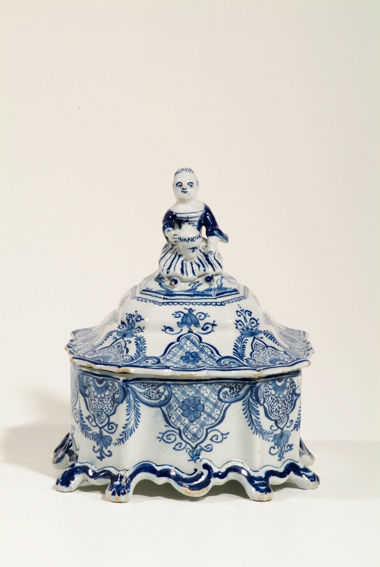 Antique Ceramic tobacco Box, Cover & Tamper
