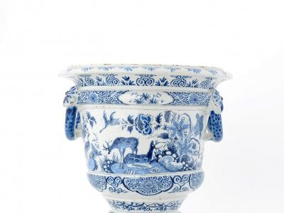 Antique Delft Blue And White Urn