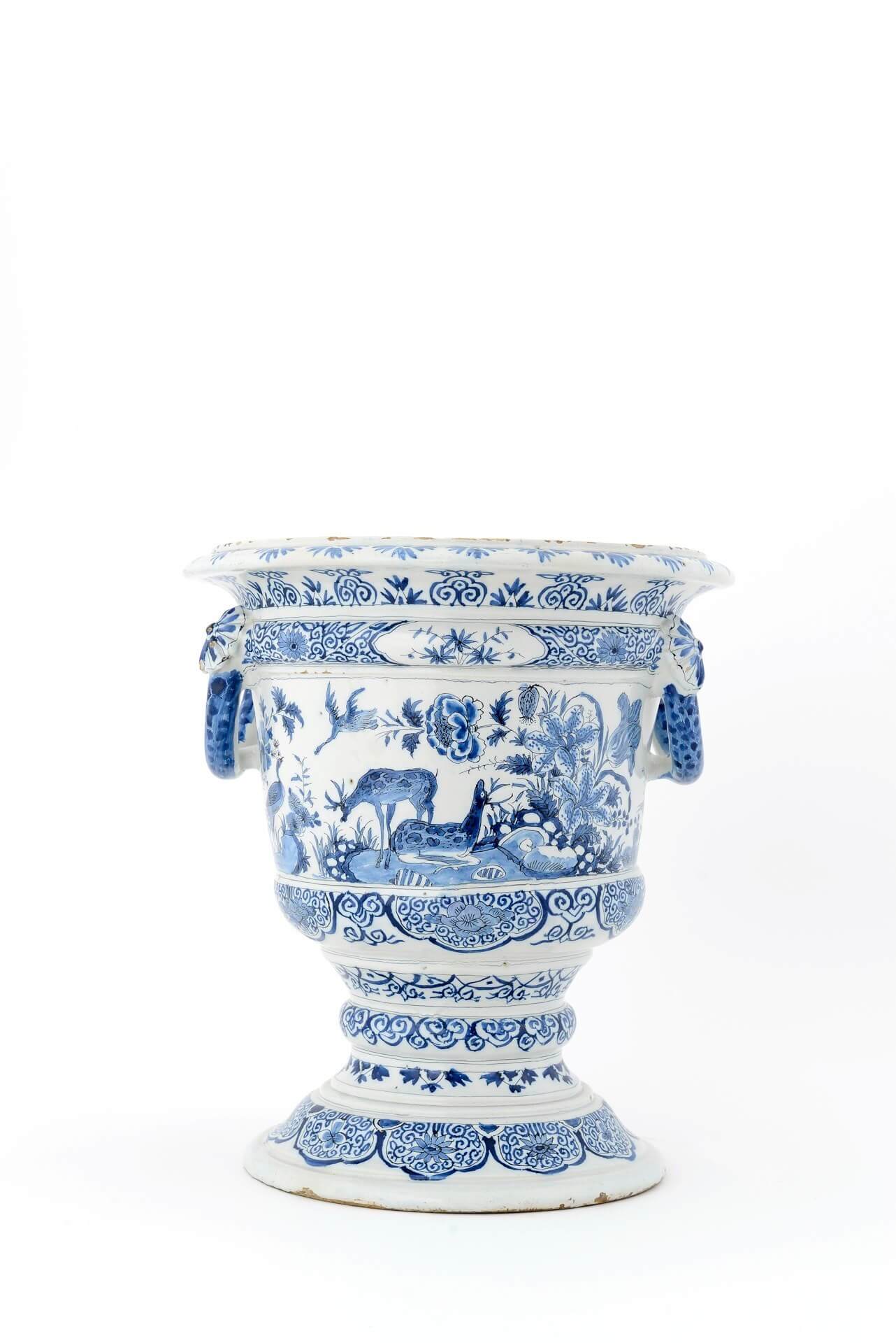 •D1320. Blue and White Large Urn-Form Jardinière