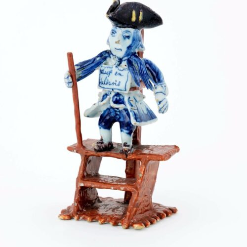 Antique Delft Pottery Polychrome Figure Of A Criminal