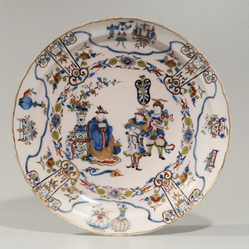 Polychrome And Gilded Chinoiserie Charger Delft