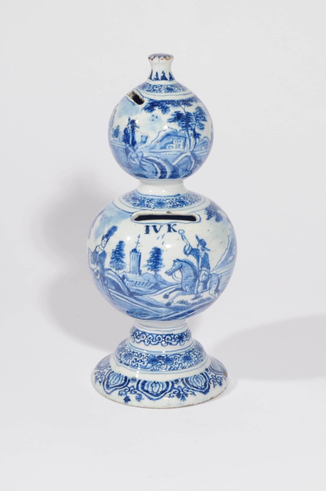 • D9041. Blue and White Double-Sphere Money Bank