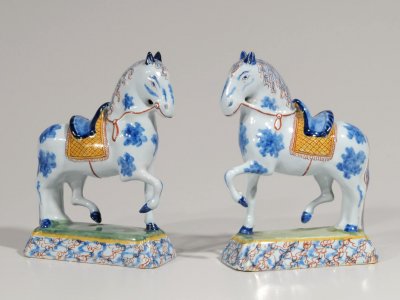 Antique Delft Figures Of Horses