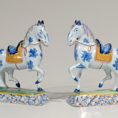 Antique Delft Figures Of Horses