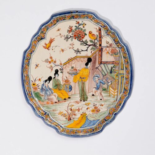 Antique Dutch Pottery Of Oriental Plaque
