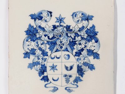Blue And White Armorial Plaque Of Dutch Blue Earthenware