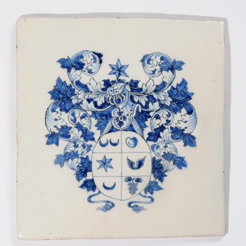 Blue And White Armorial Plaque Of Dutch Blue Earthenware