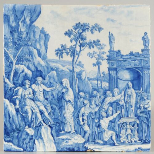 Aronson Antiquairs Delft Blue Pottery Plaque Of Mythological Story