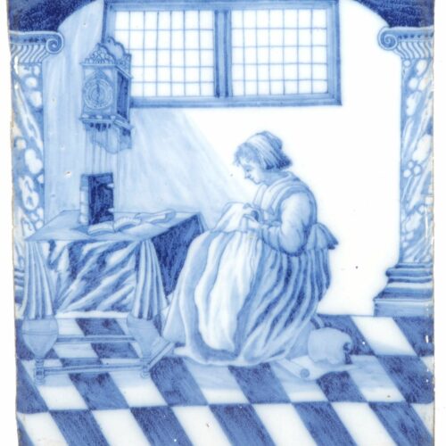 Antique Delft Pottery Blue And White Plaque
