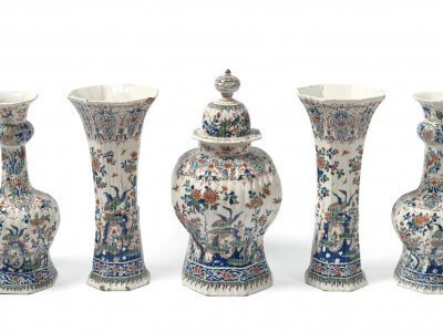 Antique Delft Pottery Of Cashmire Vases