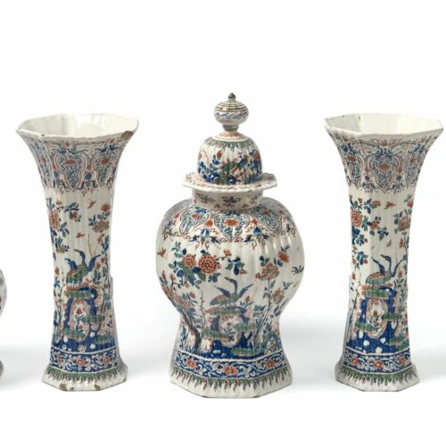 Antique Delft Pottery Of Cashmire Vases