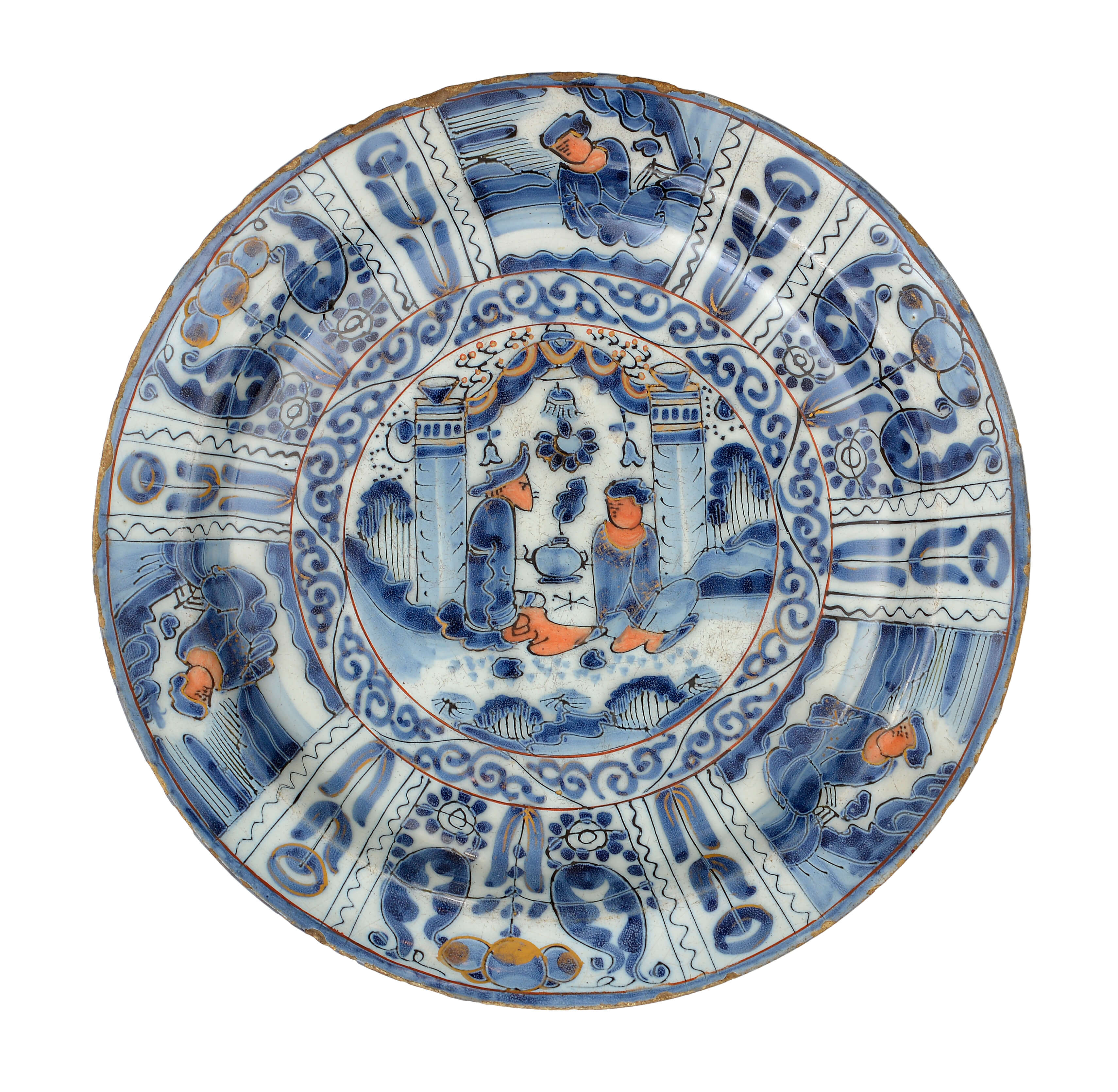 Gilde Kraak Style antique plate in Polychrome colors