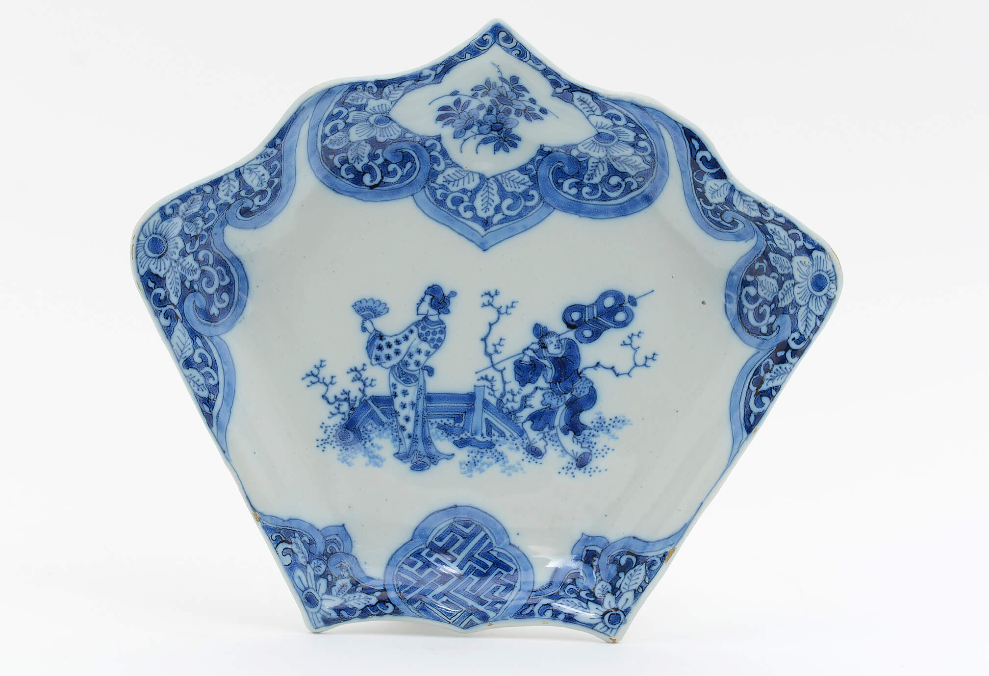 Blue and White Fan-Shaped Rijsttafel Dish