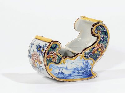 Antique Model Sleigh Representing Dutch Winters On Dutch Antique Delftware