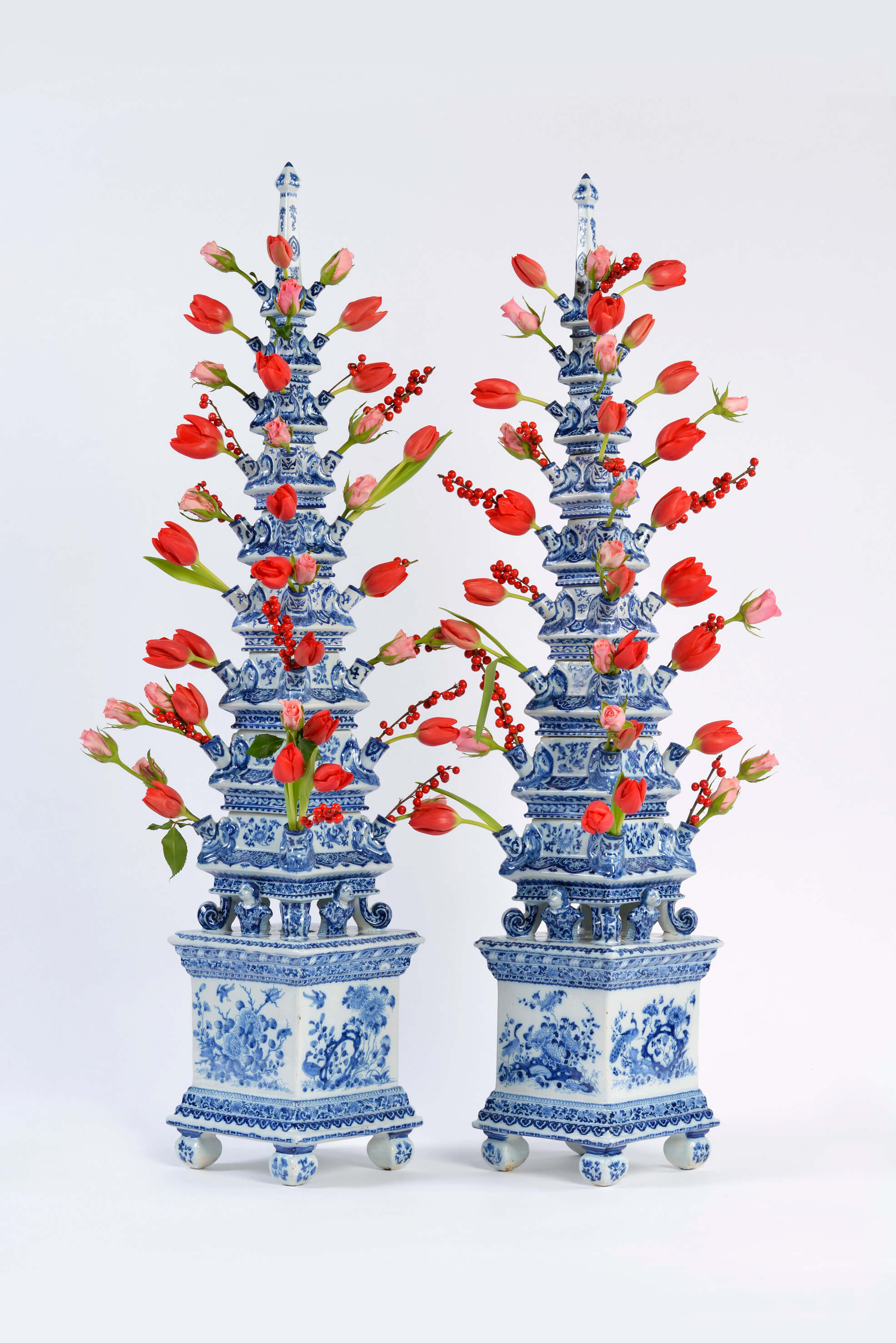Pair of rare Delft tulip vases
