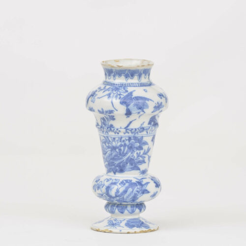 Antique Delft Pottery Of Double Baluster Vase