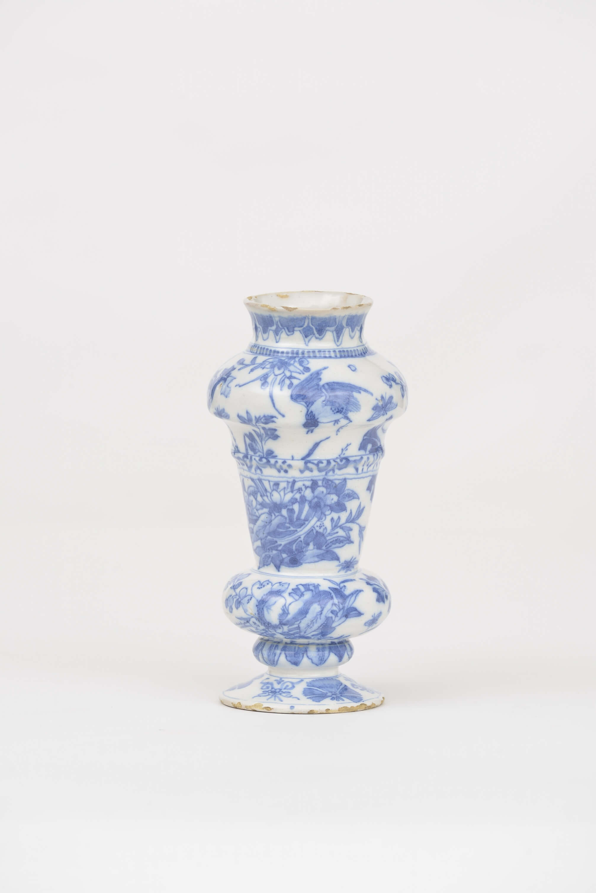 Antique Delft Pottery of Double Baluster Vase