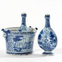 Delftware Highlights At The Winter Antique Show : Blue And White Bottle Coolers With Its Flasks And Covers, Delft, Circa 1695