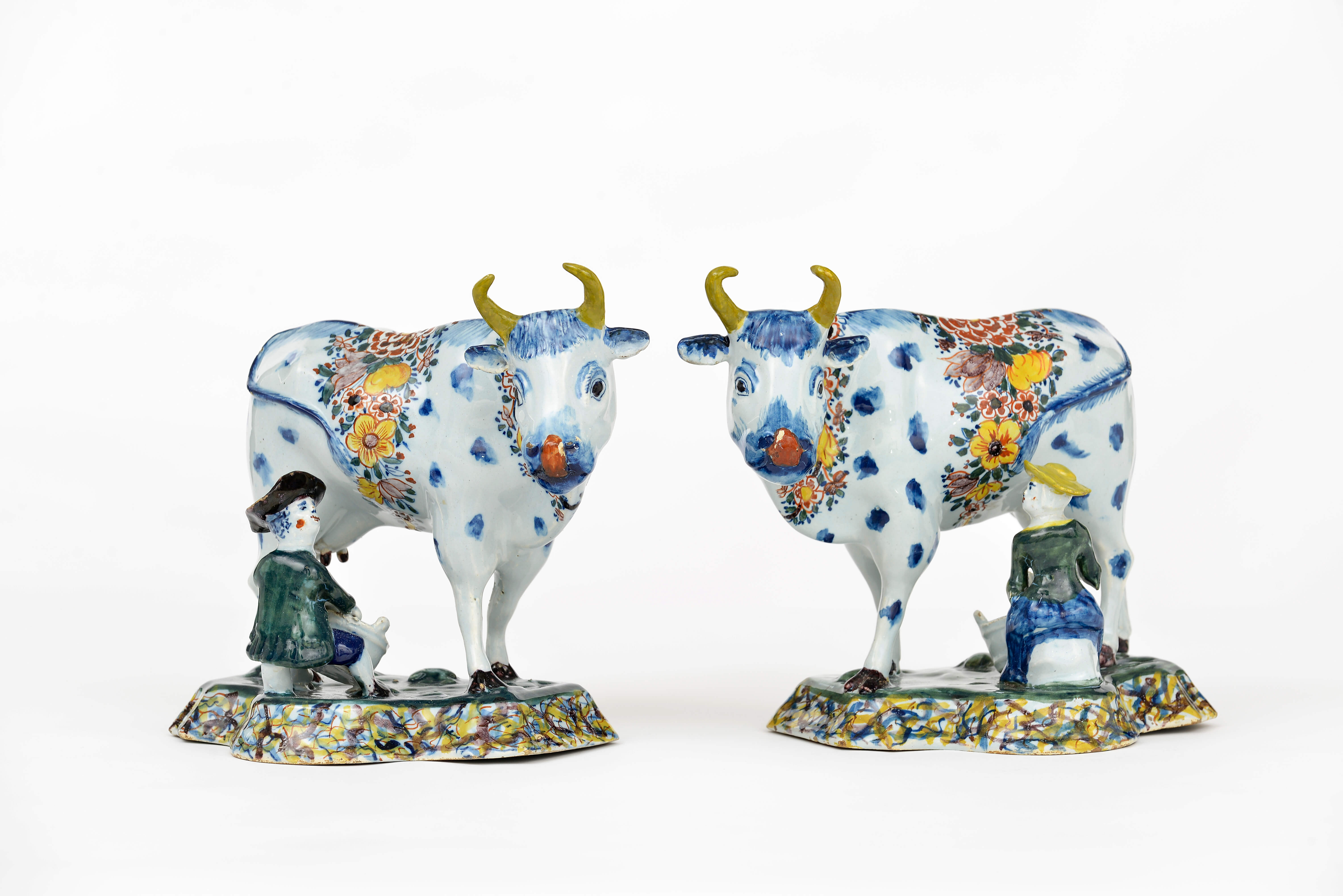 1456 Pair of Polychrome Milking Groups