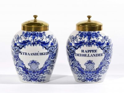 Antique Blue And White Tobacco Jars