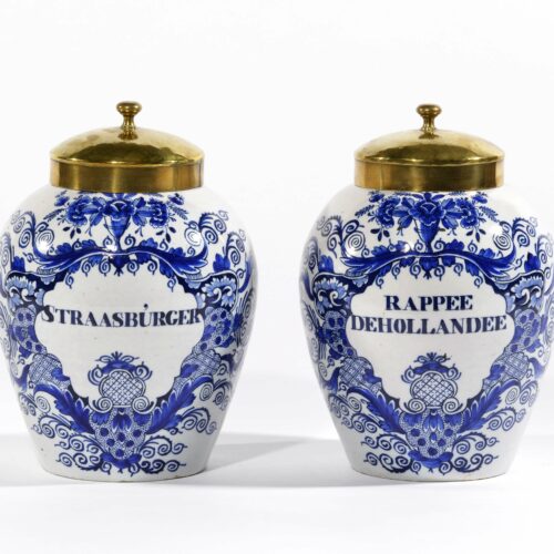 Antique Blue And White Tobacco Jars