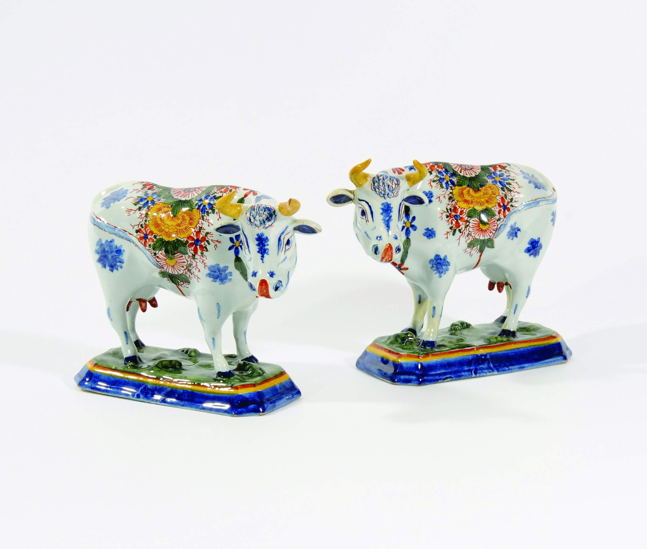Pair of Polychrome Figures of Cows 1085