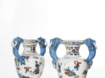 Polychrome Gilded Chinoiserie Vases At Aronson Antiquairs