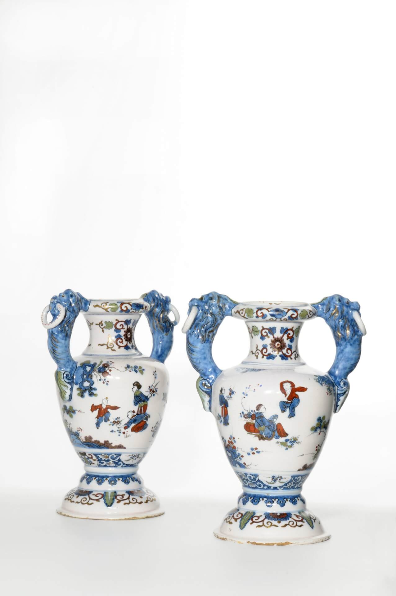 Polychrome gilded Chinoiserie vases at Aronson Antiquairs
