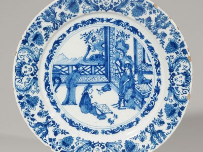 Delftware Blue And White Chinoiserie Plate