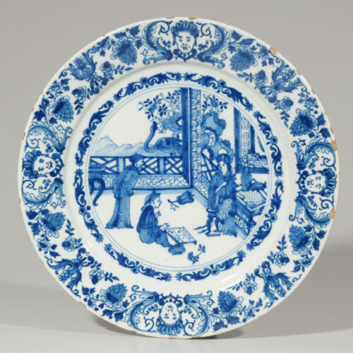 Delftware Blue And White Chinoiserie Plate