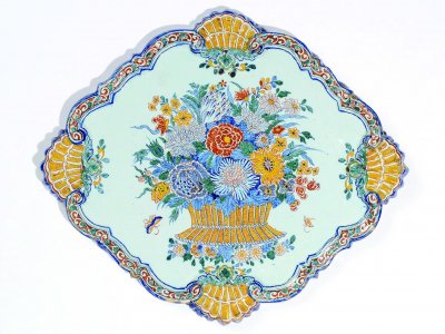 Antique Polychrome Floral Plate At Aronson Antiquairs