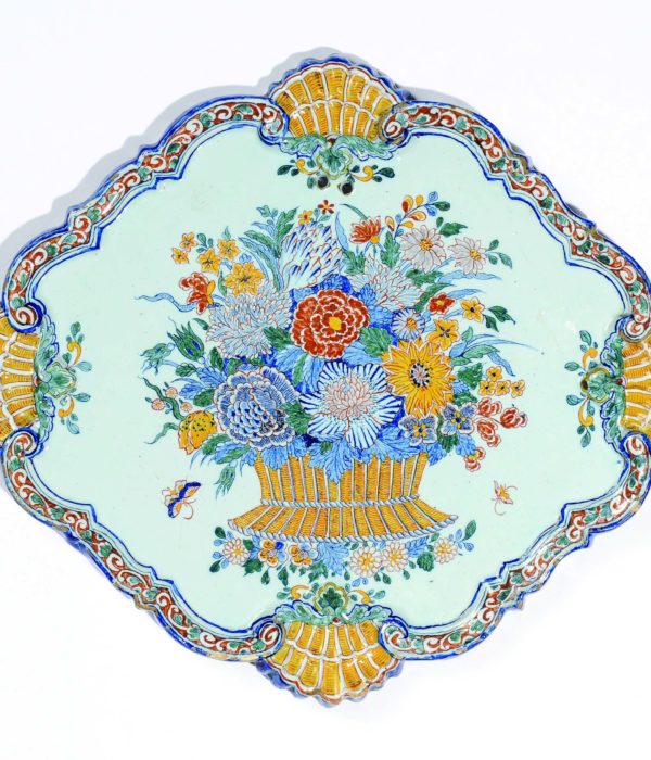 Antique Polychrome floral plate at Aronson Antiquairs