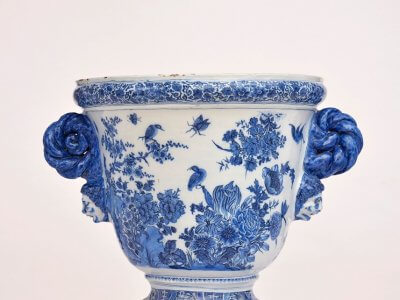 Antique Massive Delftware Garden Urn