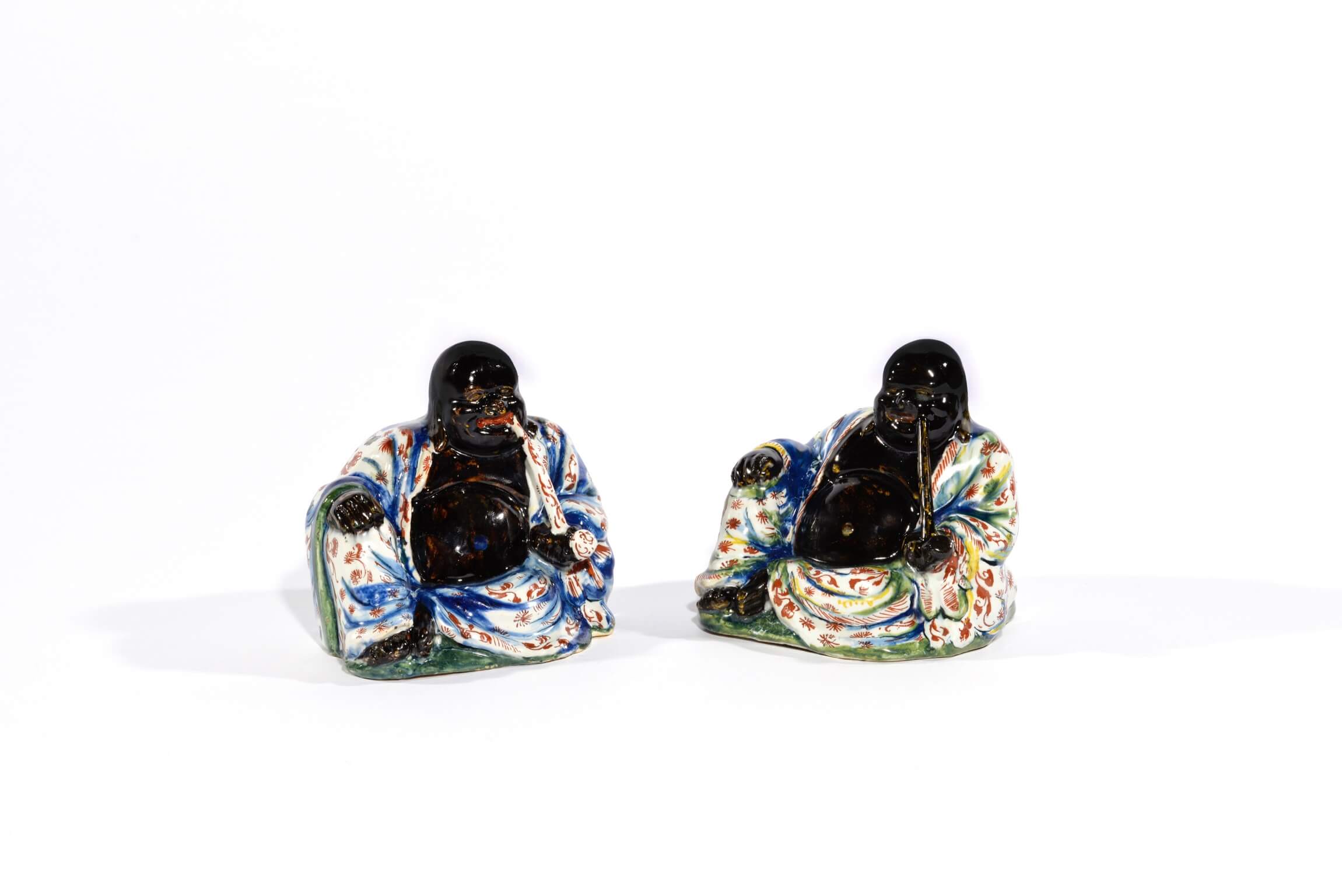 • D1615. Two ‘Black Delft’ Figures of Budai Heshang