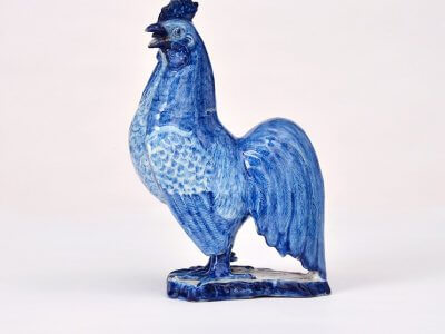 Delftware Blue And White Figure Cockerel