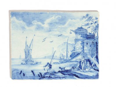 Antique Blue And White Delftware Plaque